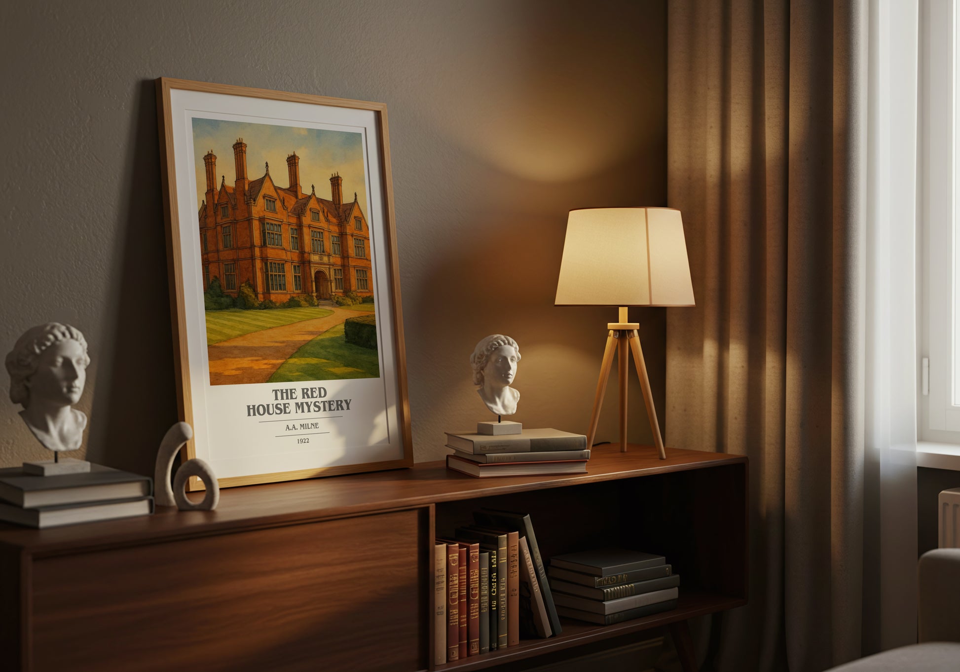 the red house mystery book cover book poster framed on wall – mystery wall art