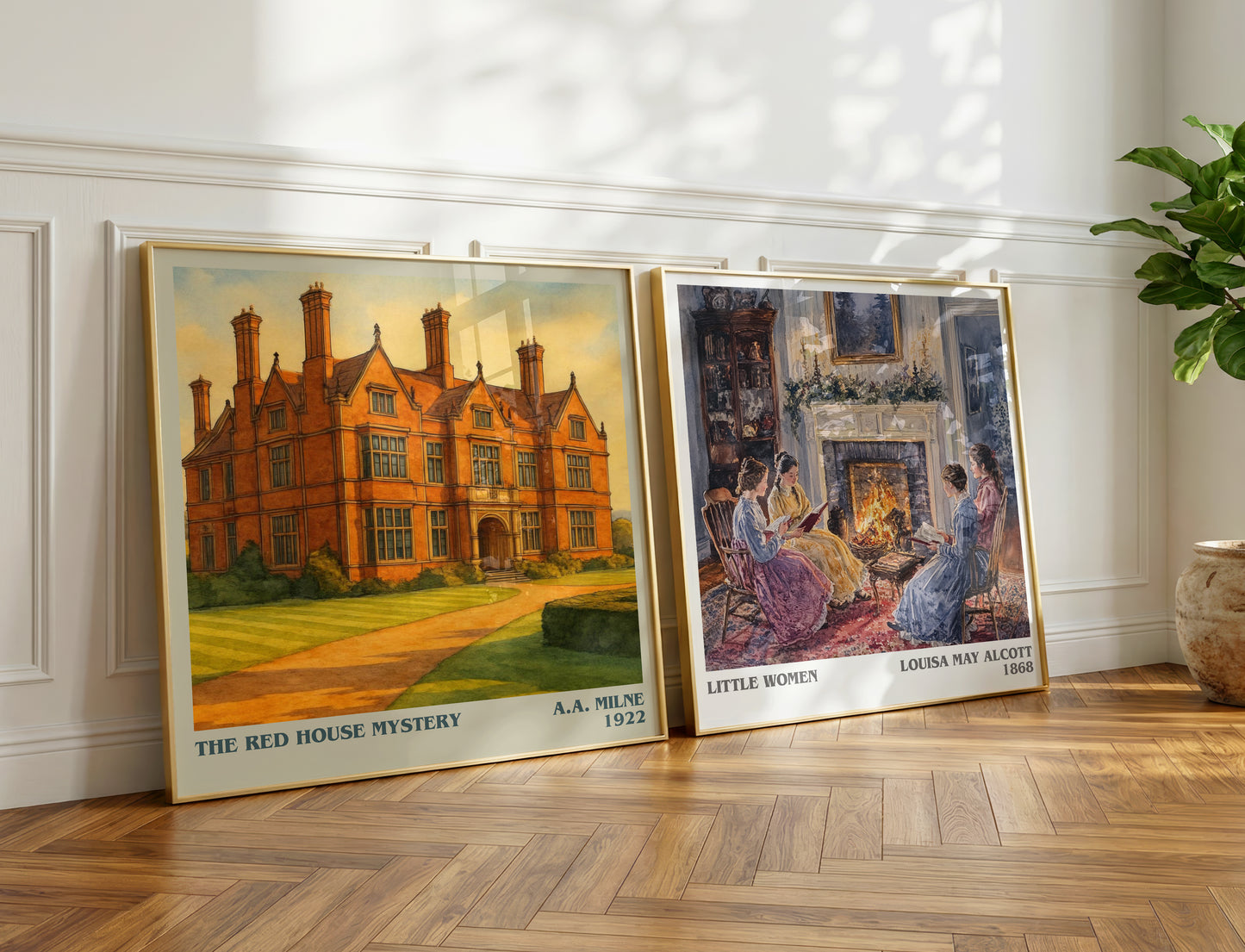the red house mystery literary print on bookshelf – a.a. milne fan gift