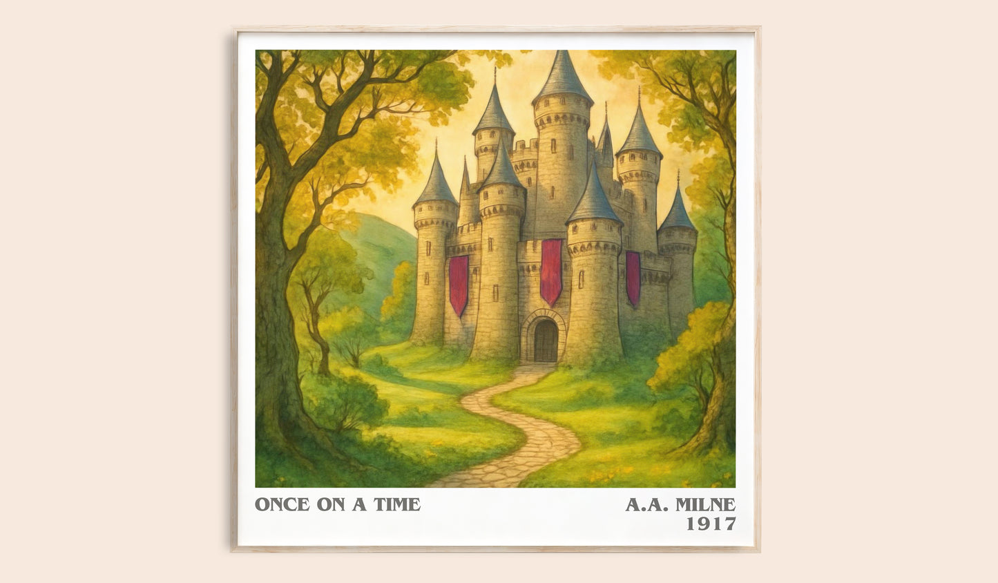 once on a time literary book poster by a.a. milne – framed literary art print