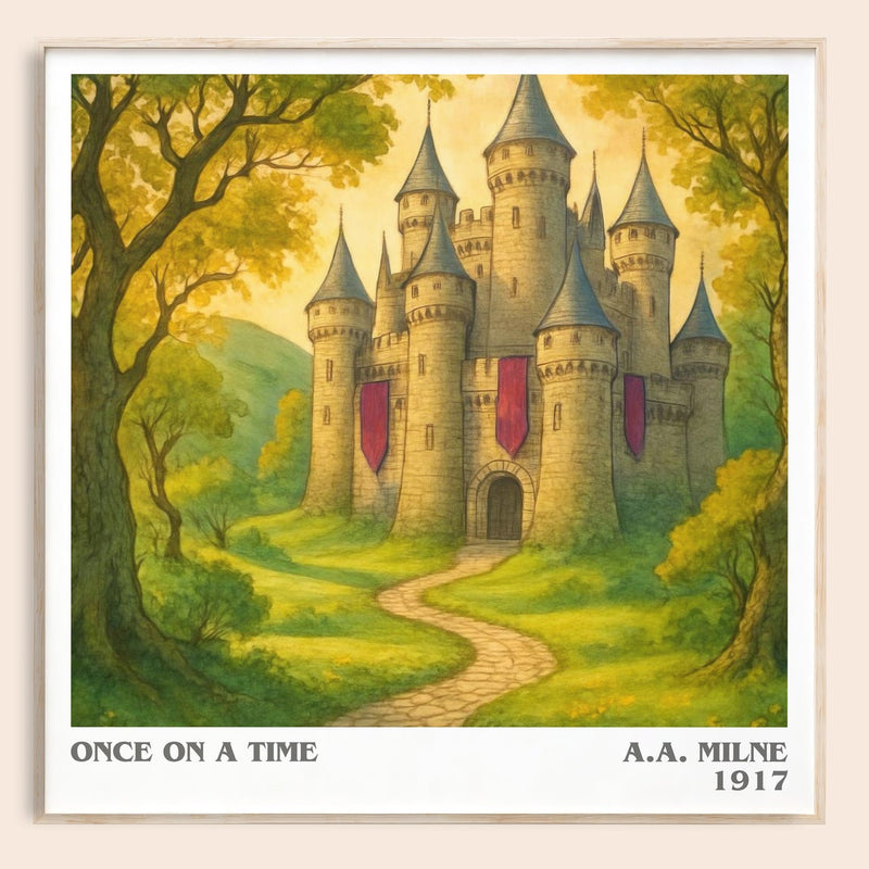 once on a time literary book poster by a.a. milne – framed literary art print