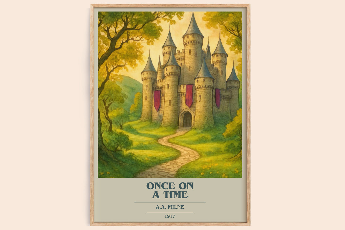 once on a time book cover book poster by a.a. milne – framed literary art print