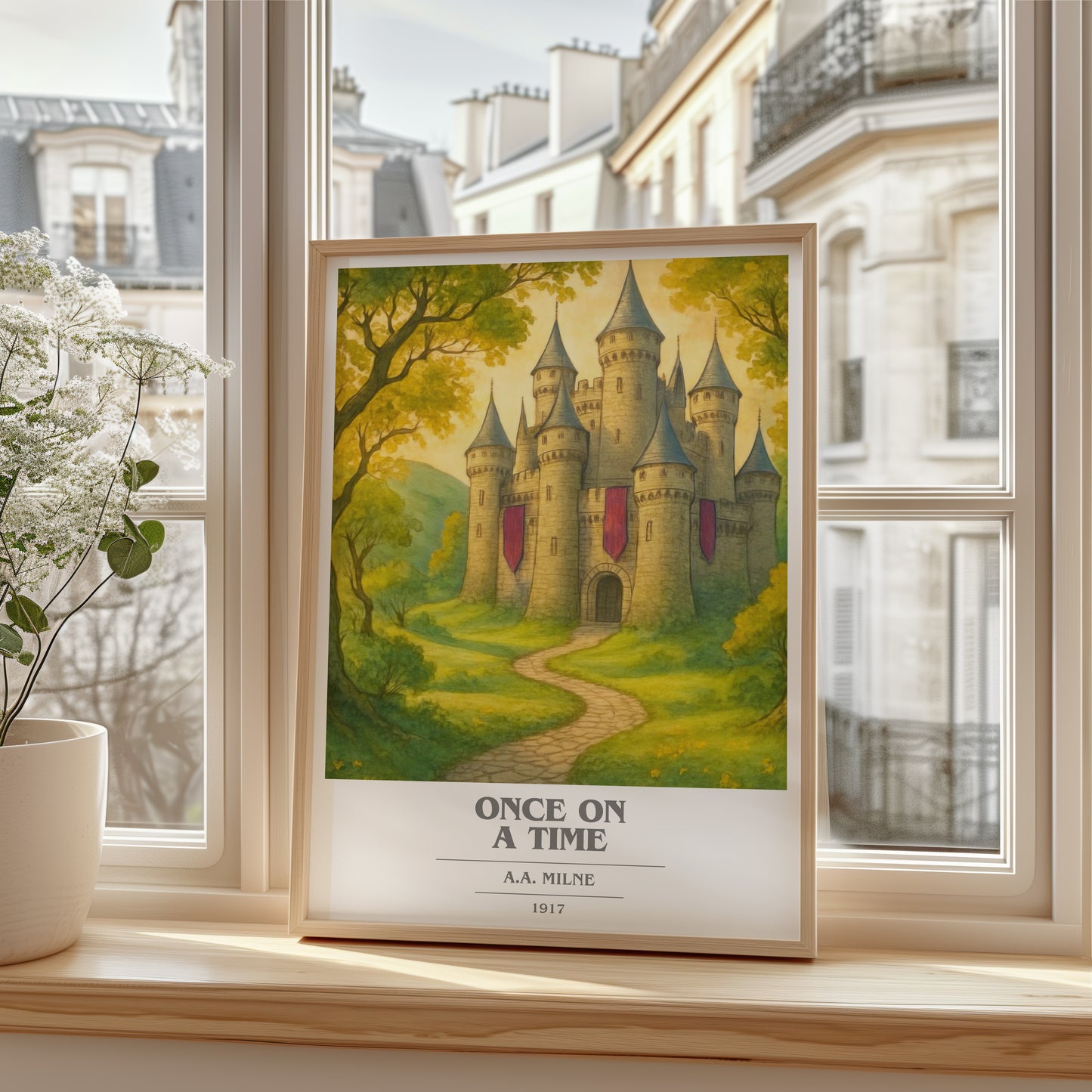 once on a time book cover poster colour and style options – a.a. milne book art