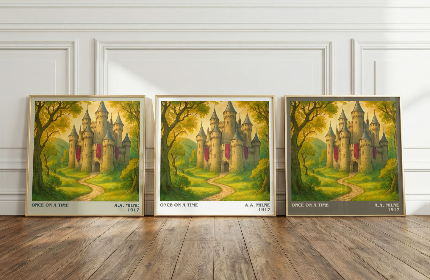 once on a time literary art print colour and style options – a.a. milne book art