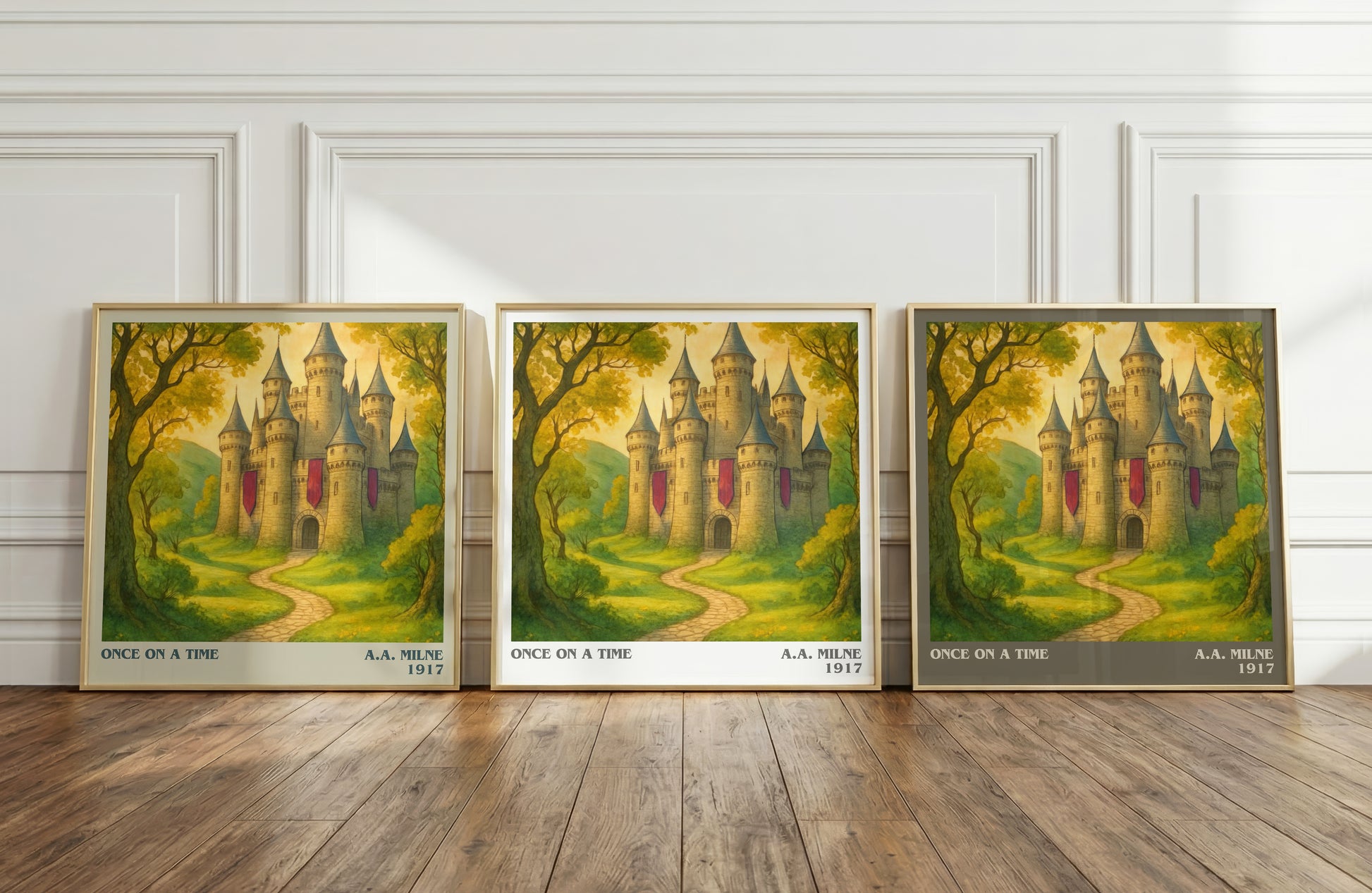once on a time literary art print colour and style options – a.a. milne book art