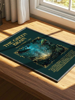 The Green Brain Minimalist Book Poster by Frank Herbert – print on a sunlit desk