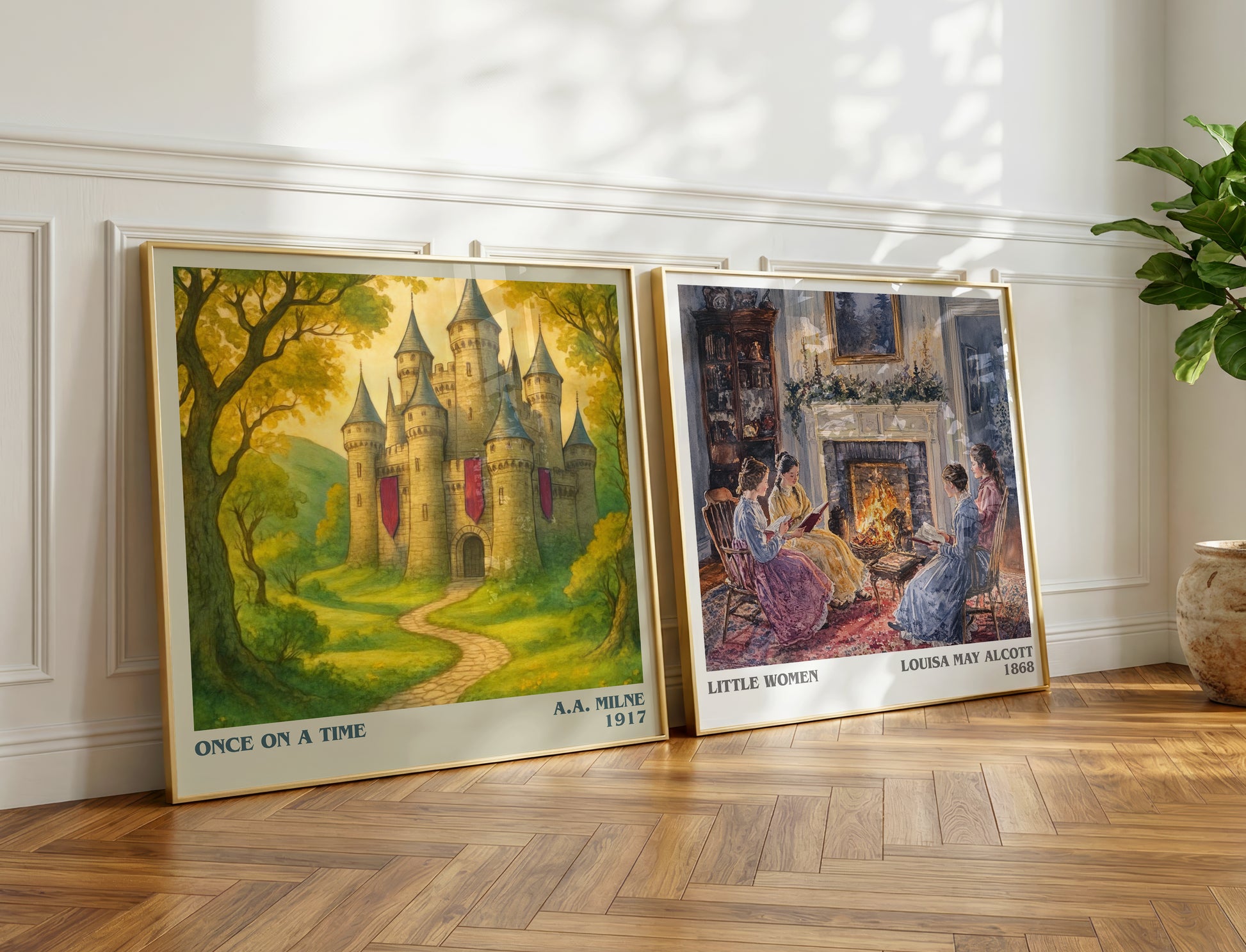 once on a time literary print on bookshelf – a.a. milne fan gift