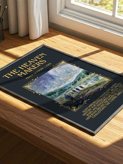 The Heaven Makers Minimalist Book Poster by Frank Herbert – print on a sunlit desk