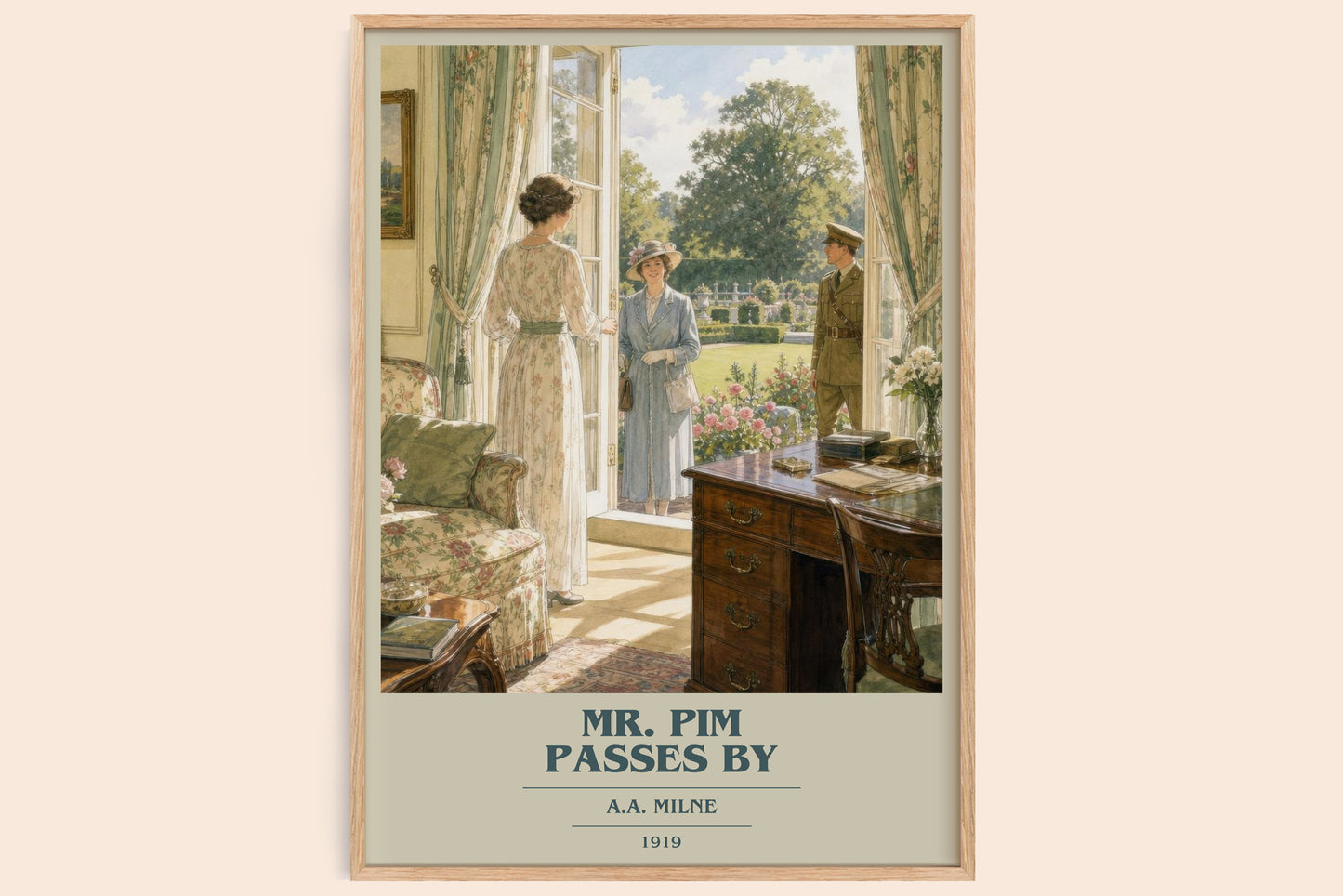 Mr. Pim Passes By book cover book poster by A.A. Milne – framed literary art print
