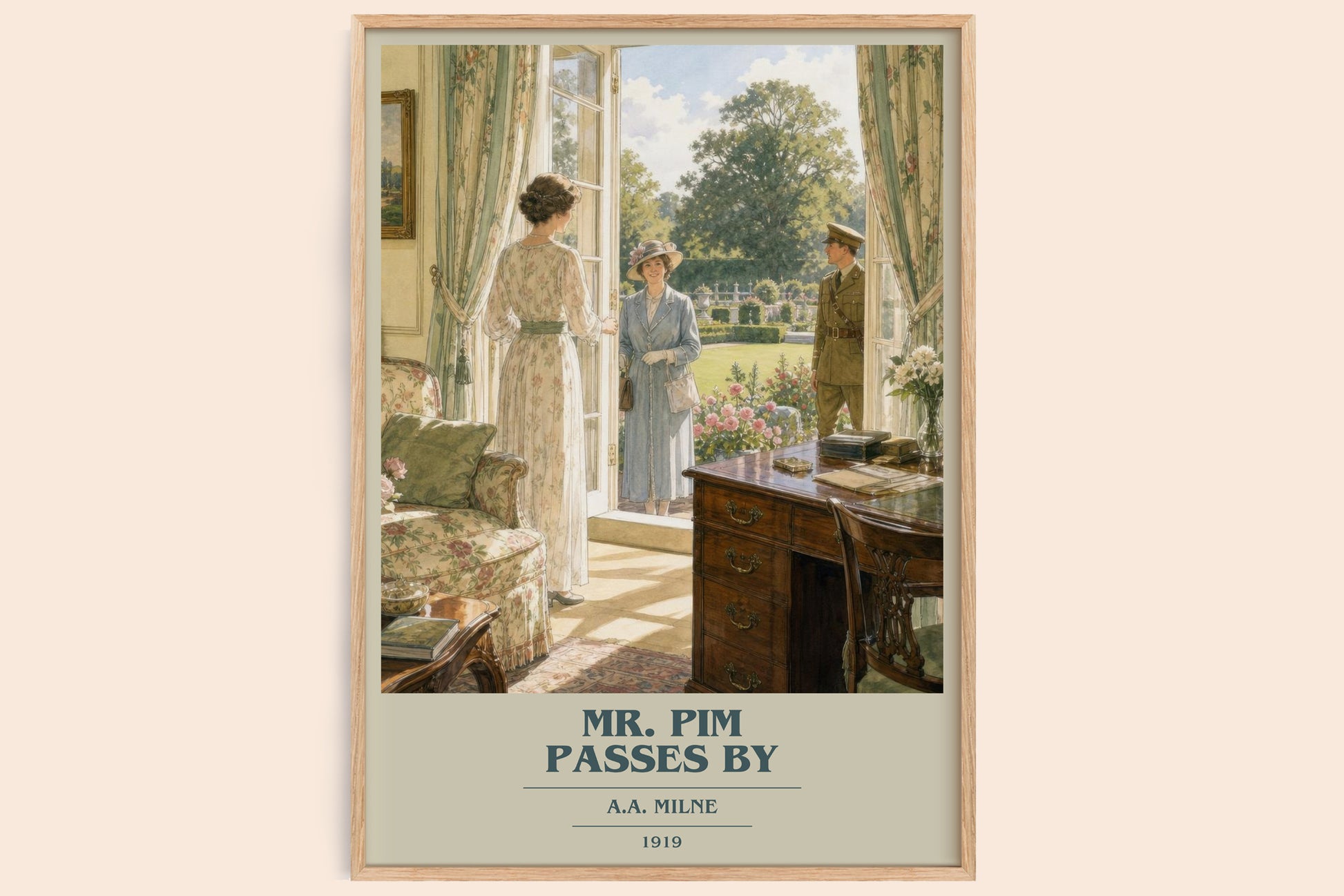 Mr. Pim Passes By book cover book poster by A.A. Milne – framed literary art print