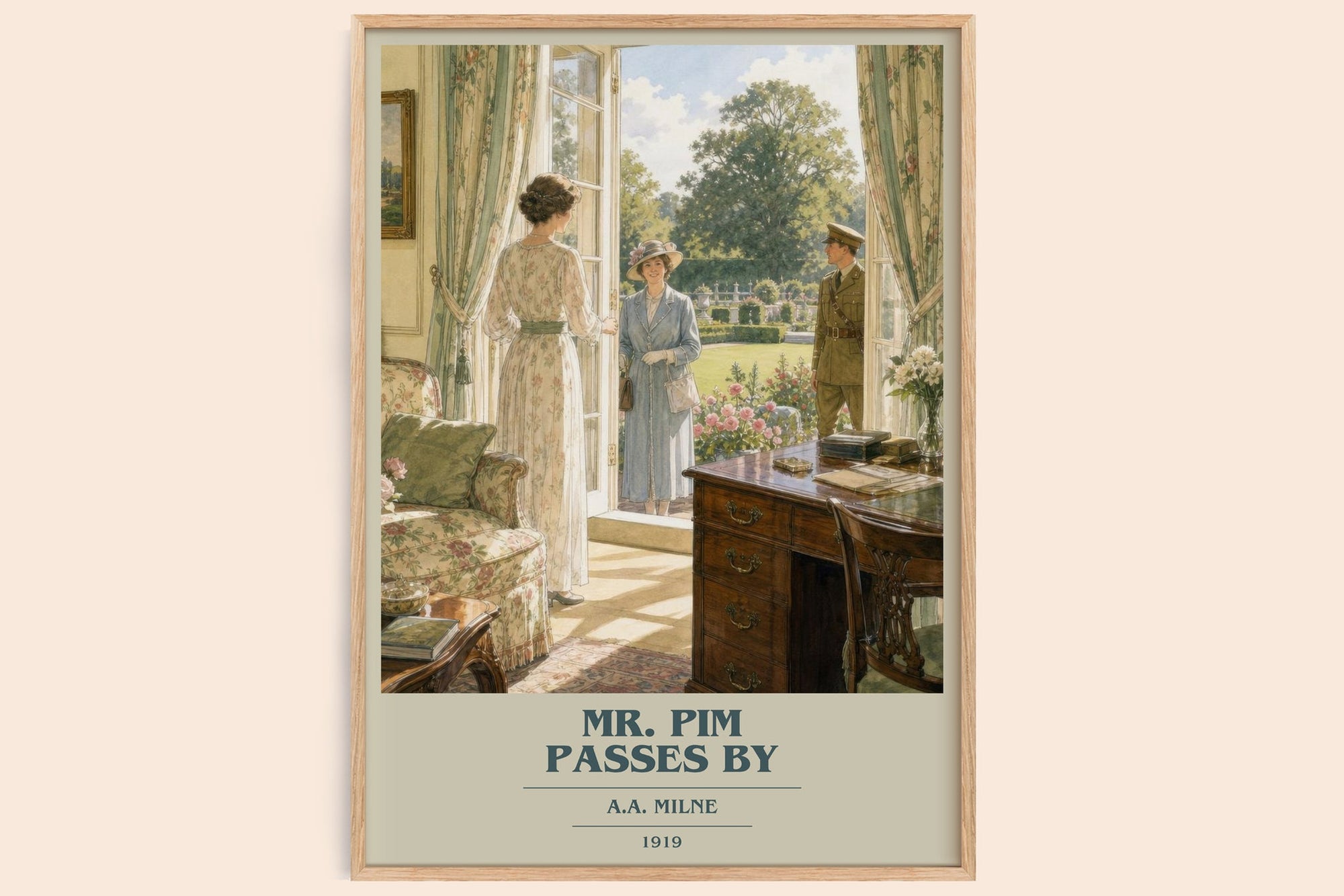 Mr. Pim Passes By book cover book poster by A.A. Milne – framed literary art print