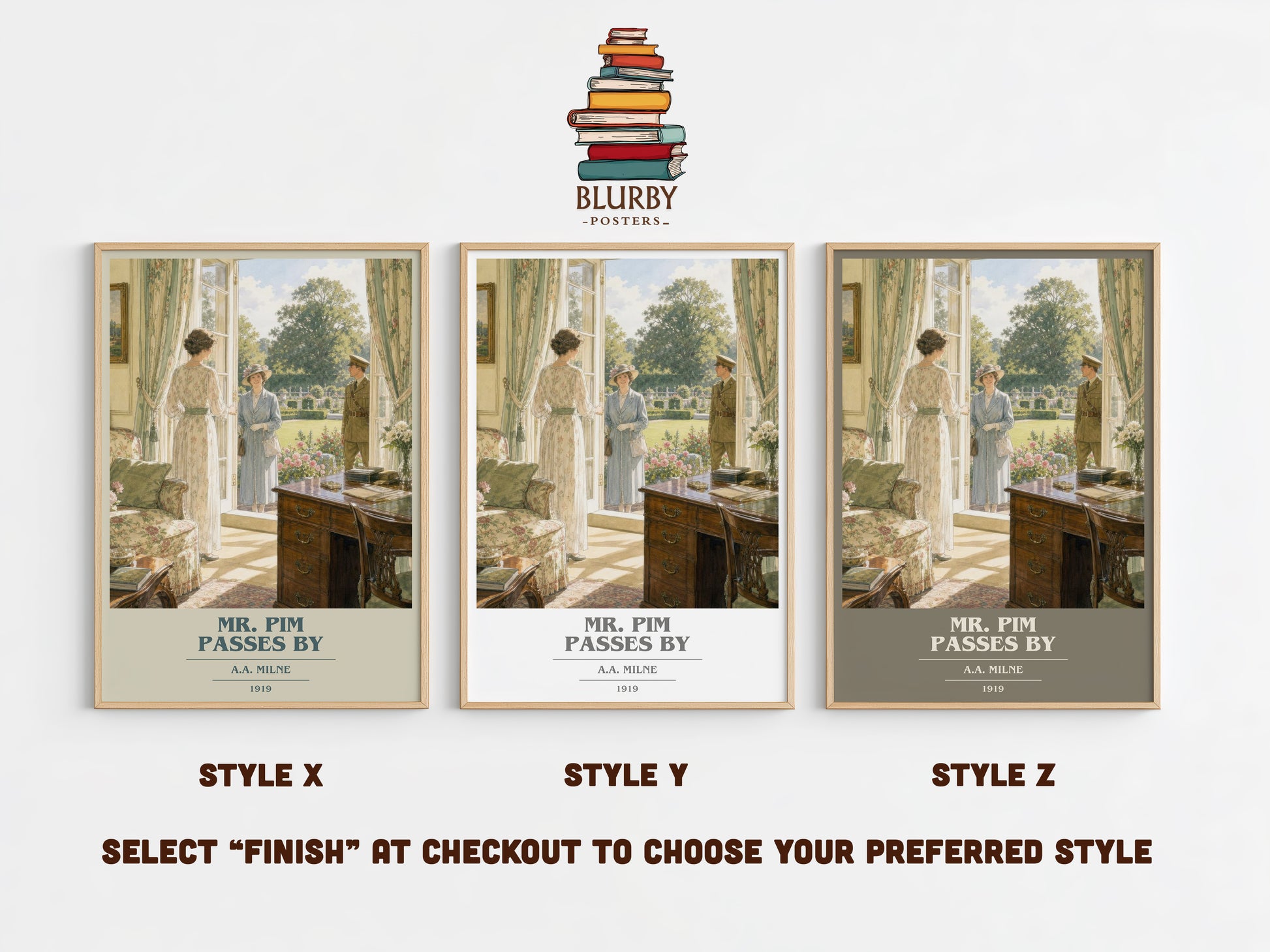 Mr. Pim Passes By book cover print in frame leaning in hallway – classic literature wall art