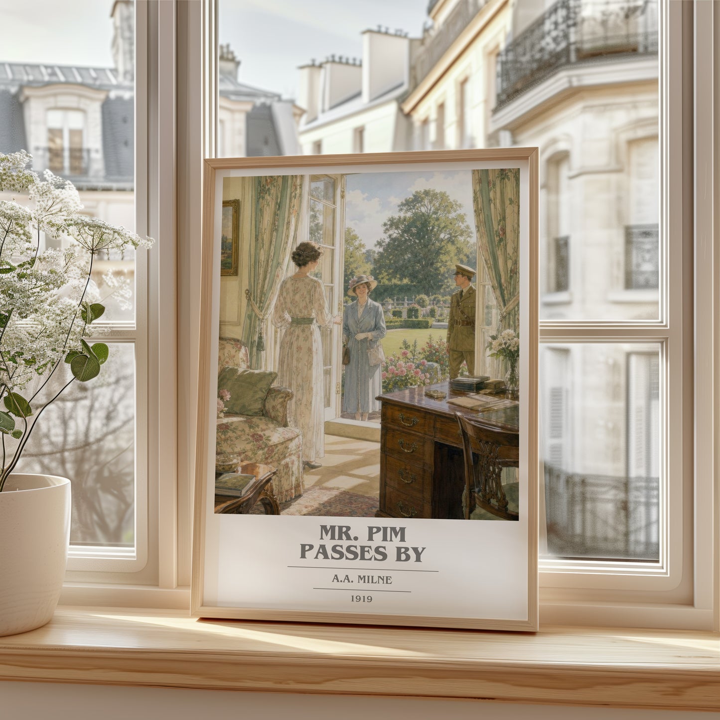 Mr. Pim Passes By book cover poster colour and style options – A.A. Milne book art