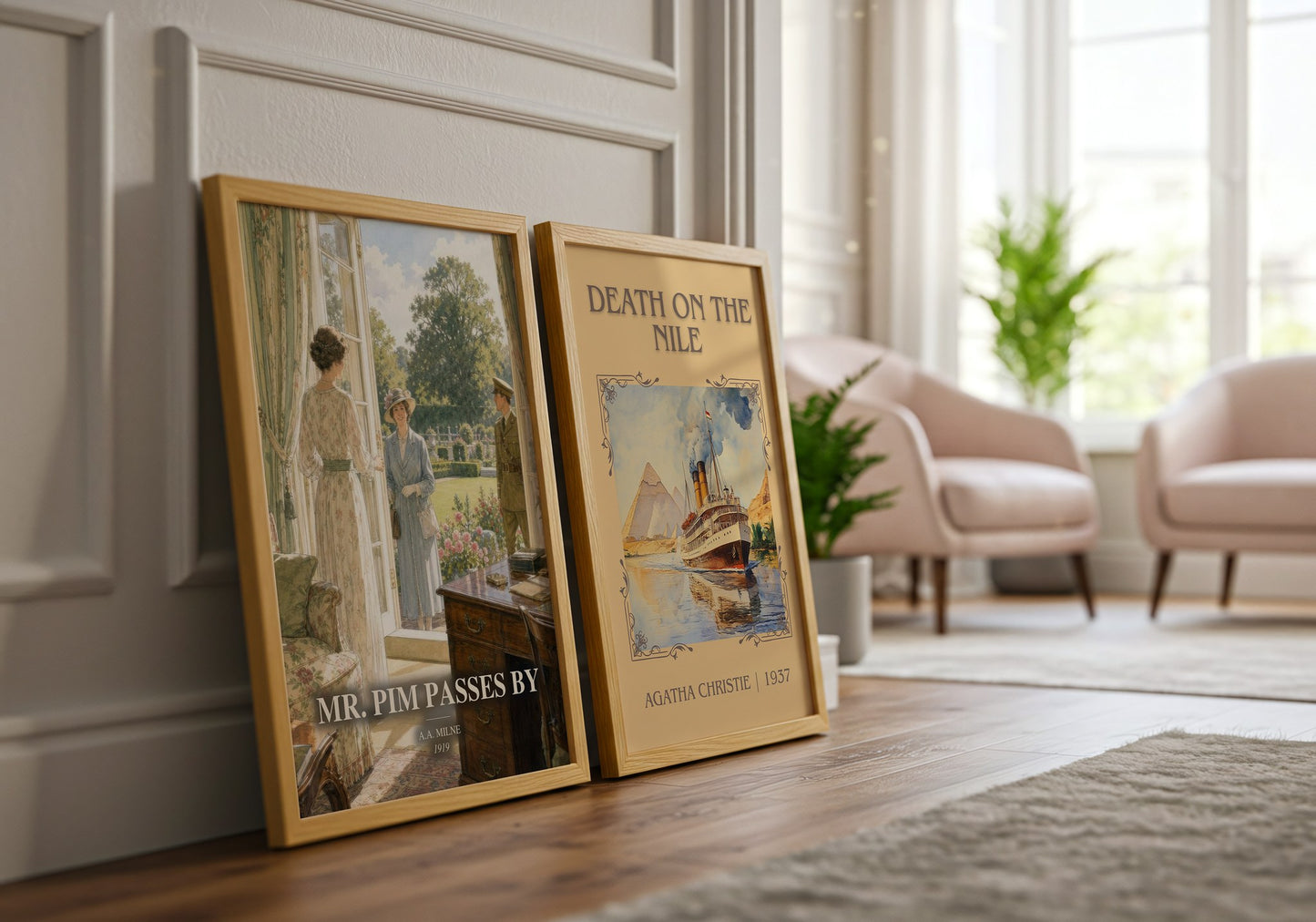 Mr. Pim Passes By watercolour print framed by window – literary home decor