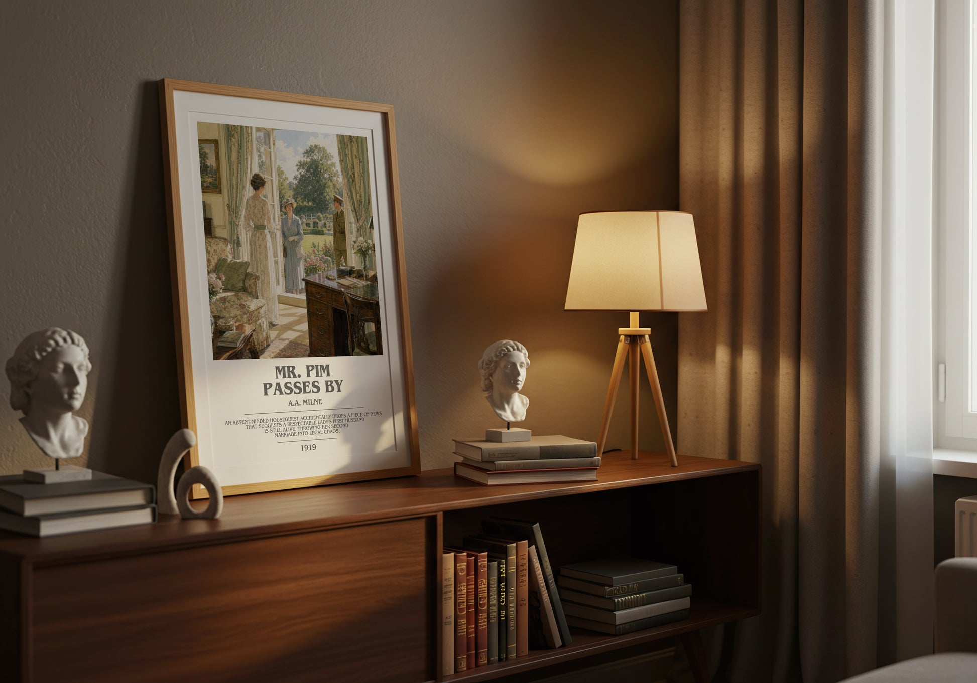 Mr. Pim Passes By bookish book poster framed on wall – classic literature wall art