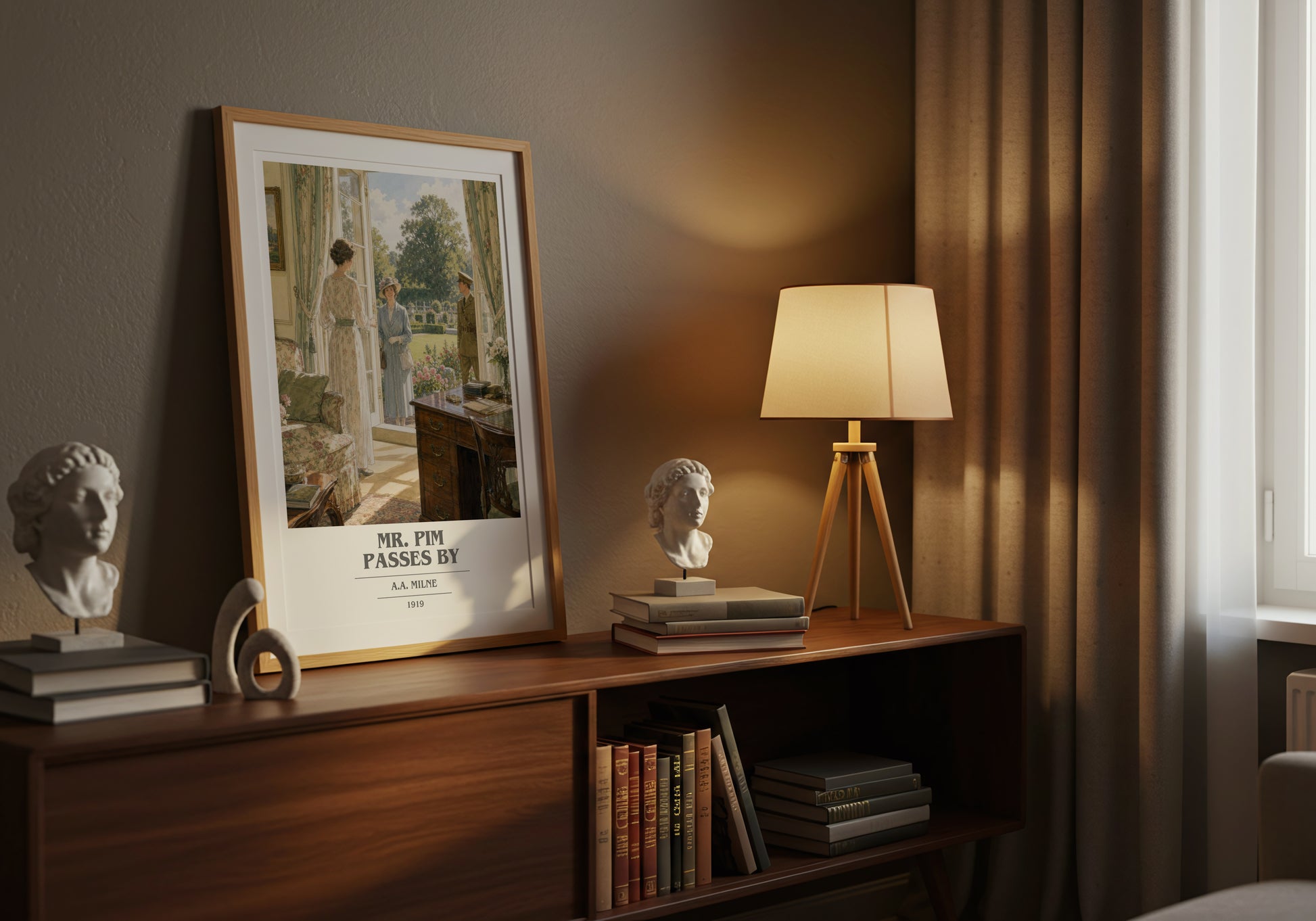 Mr. Pim Passes By book cover book poster framed on wall – classic literature wall art