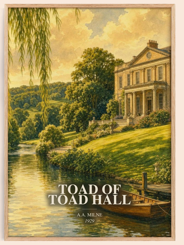 Toad Of Toad Hall watercolour book poster by A.A. Milne – framed literary art print