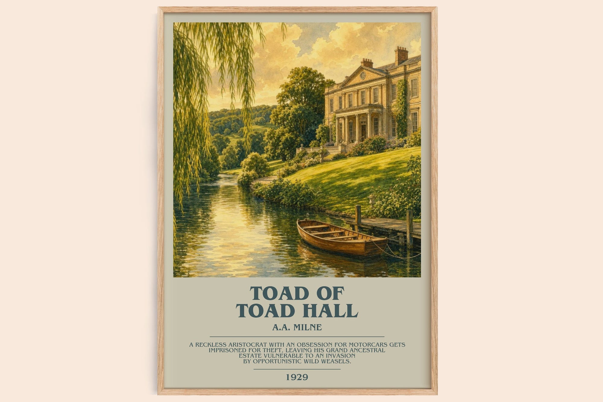 Toad Of Toad Hall bookish book poster by A.A. Milne – framed literary art print