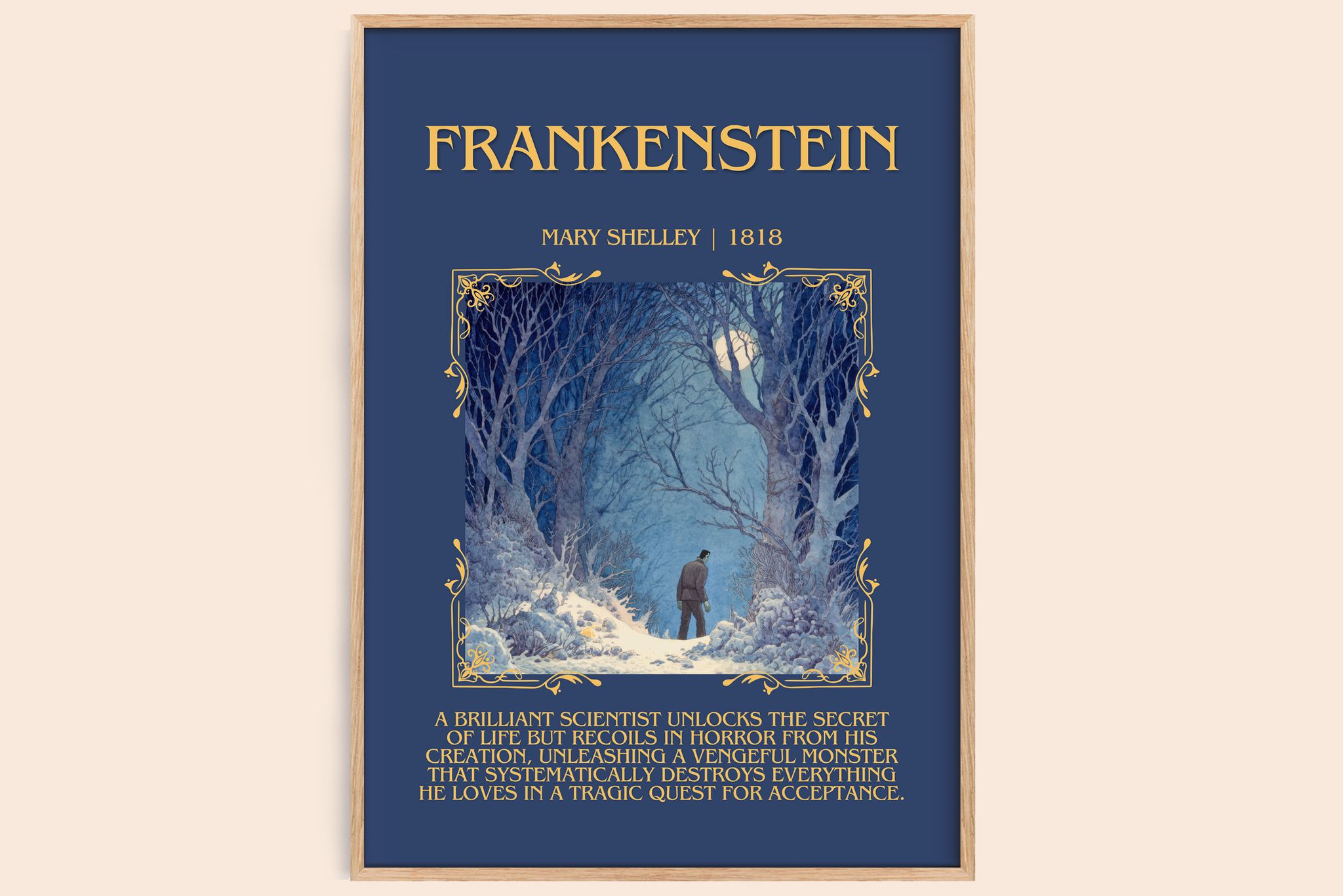 Frankenstein Minimalist Book Poster by Mary Shelley