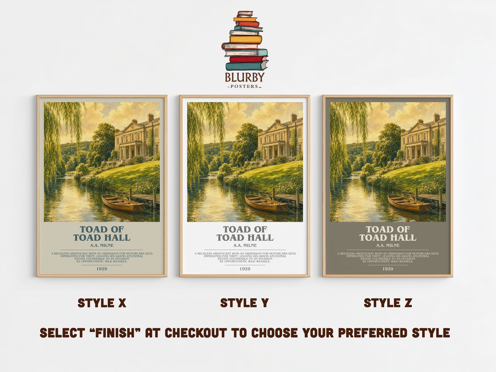 Toad Of Toad Hall bookish print in frame leaning in hallway – childrens wall art