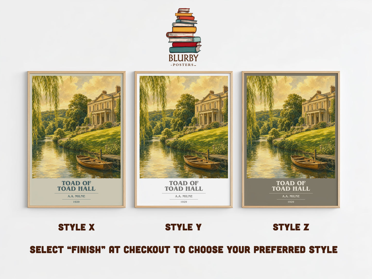 Toad Of Toad Hall book cover print in frame leaning in hallway – childrens wall art
