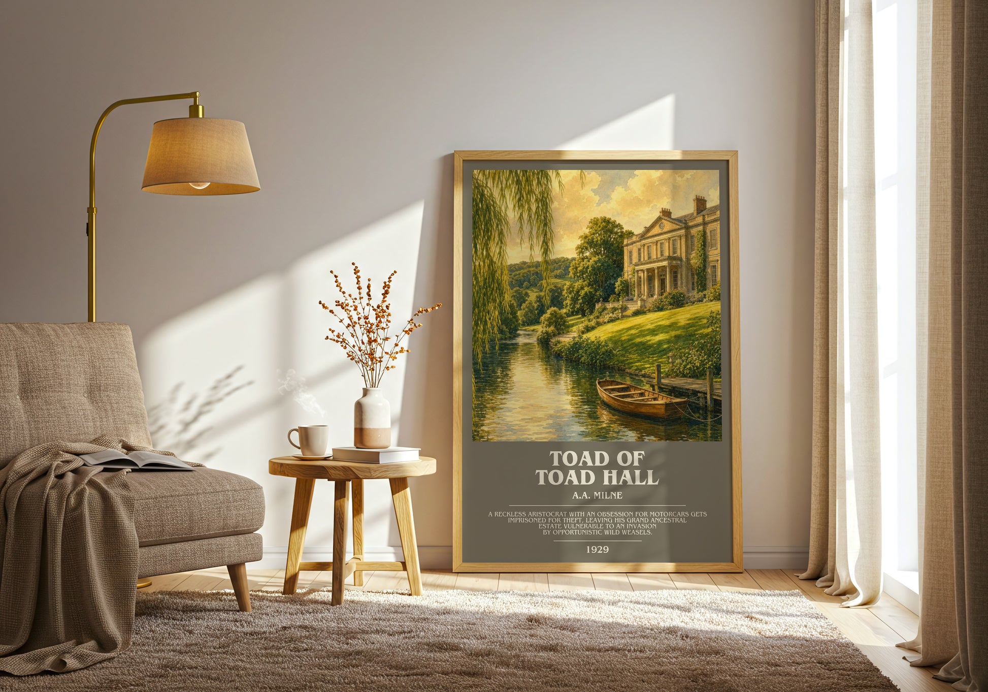 Toad Of Toad Hall bookish print on bookshelf – A.A. Milne fan gift