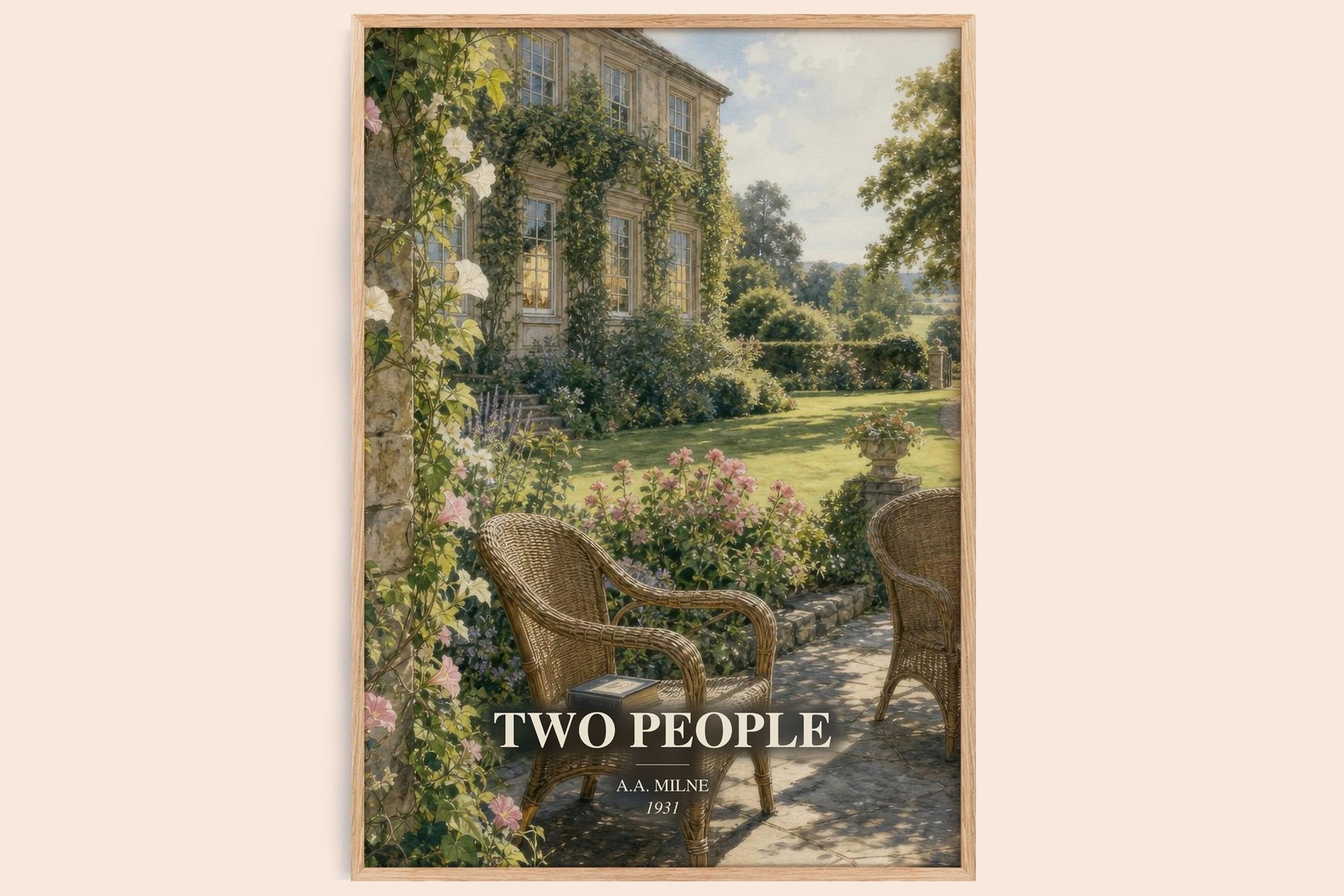 Two People watercolour book poster by A.A. Milne – framed literary art print
