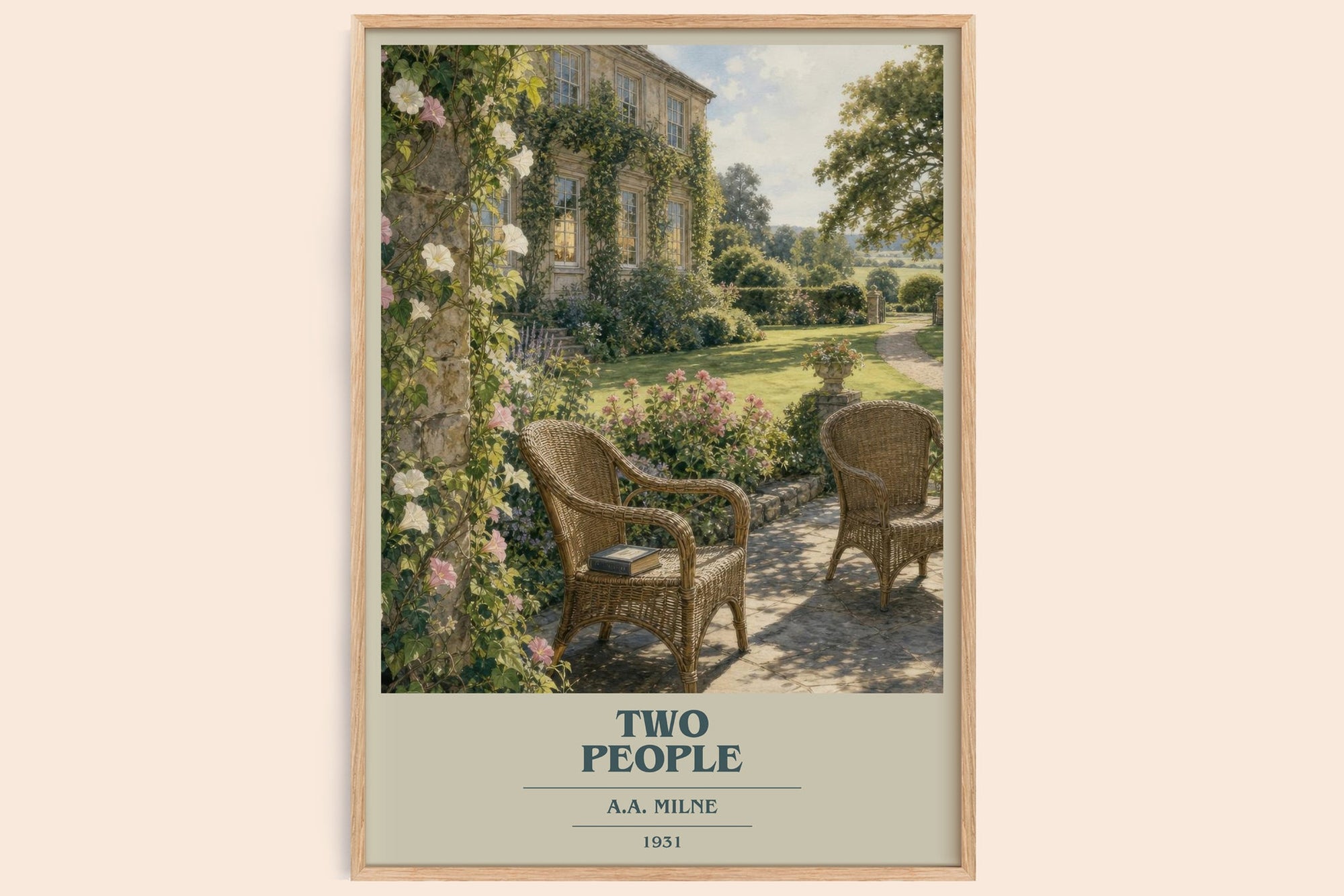 Two People book cover book poster by A.A. Milne – framed literary art print