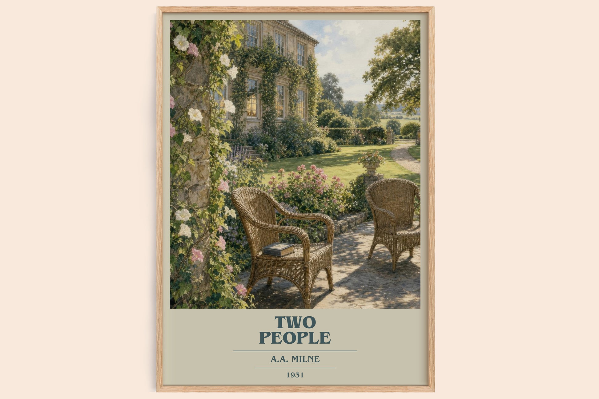 Two People book cover book poster by A.A. Milne – framed literary art print