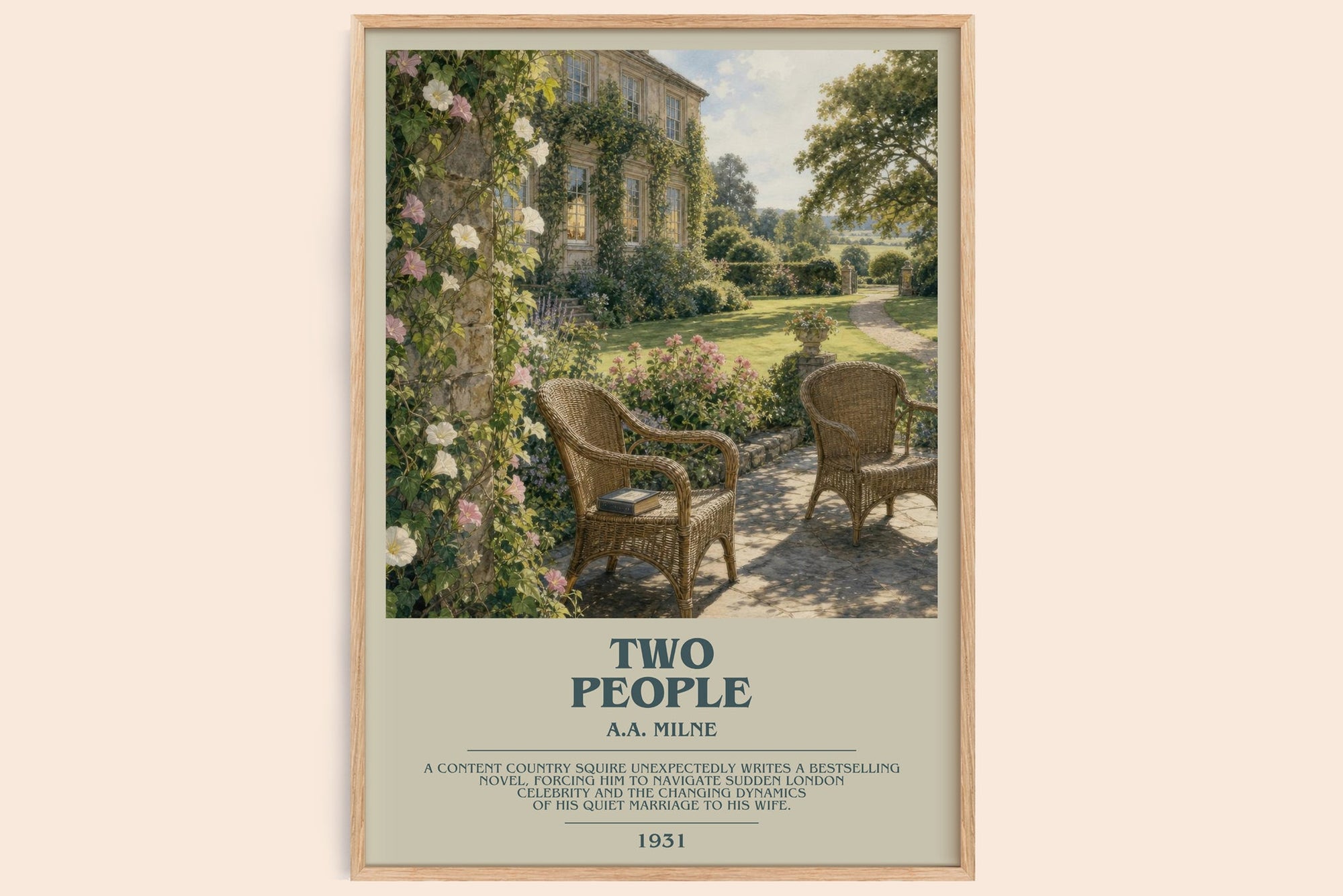 Two People bookish book poster by A.A. Milne – framed literary art print