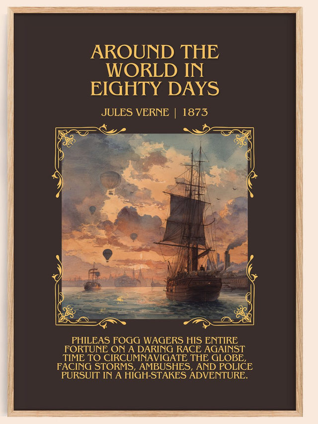 Around The World In Eighty Days Minimalist Book Poster by Jules Verne