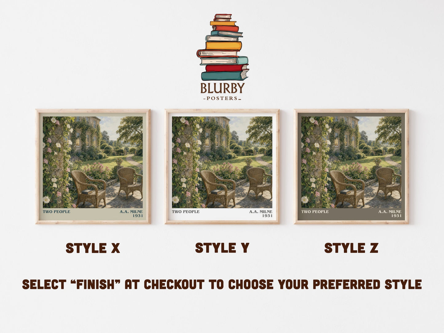 Two People literary print in frame leaning in hallway – literary fiction wall art