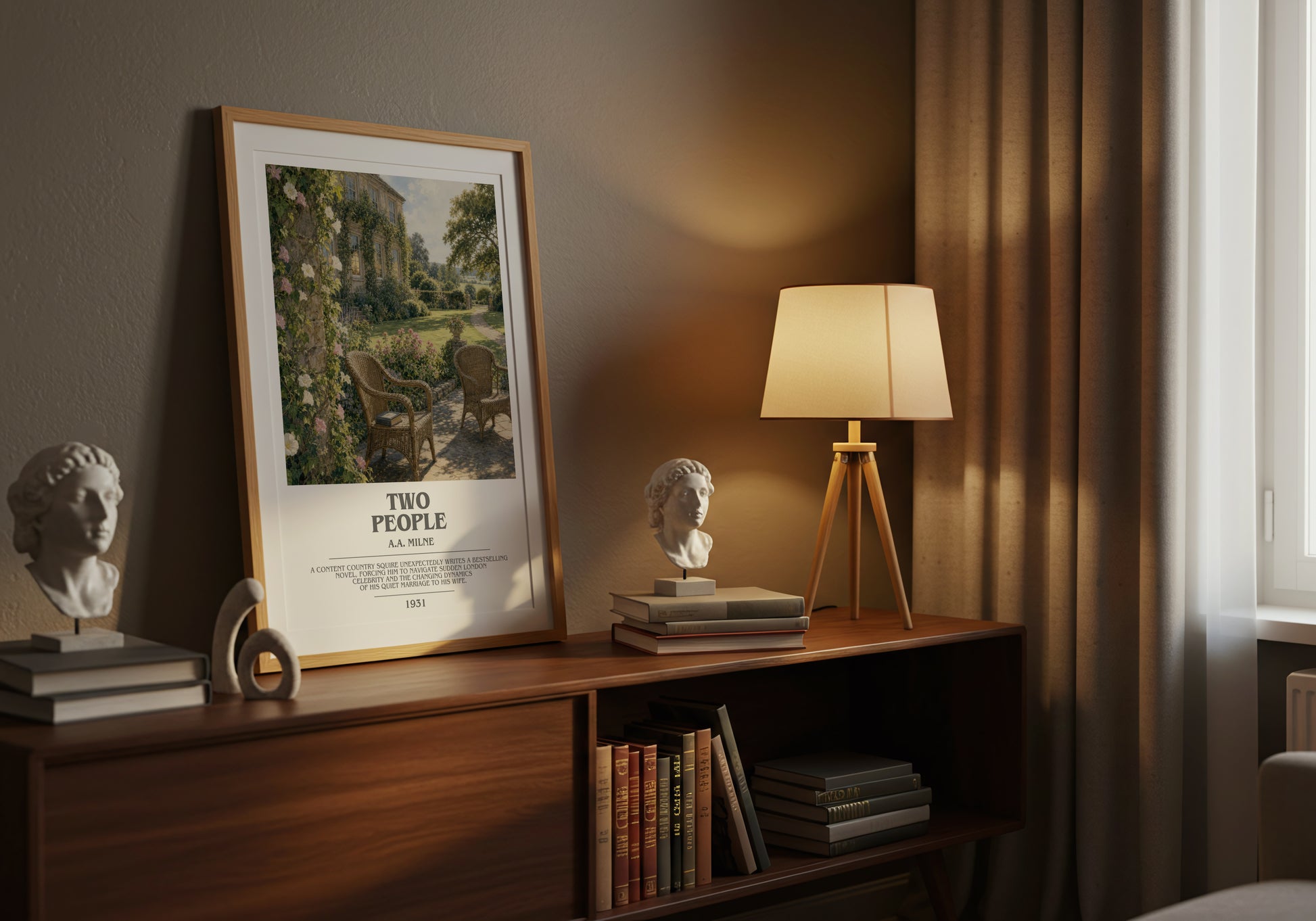 Two People bookish book poster framed on wall – literary fiction wall art