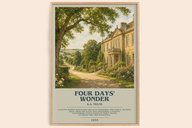 Four Days' Wonder bookish book poster by A.A. Milne – framed literary art print