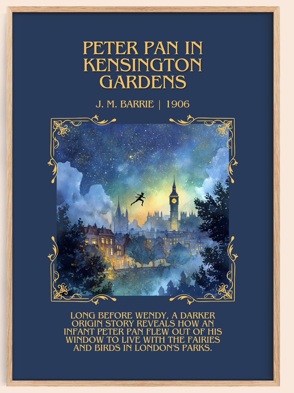 Peter Pan In Kensington Gardens Minimalist Book Poster by J. M. Barrie – book poster