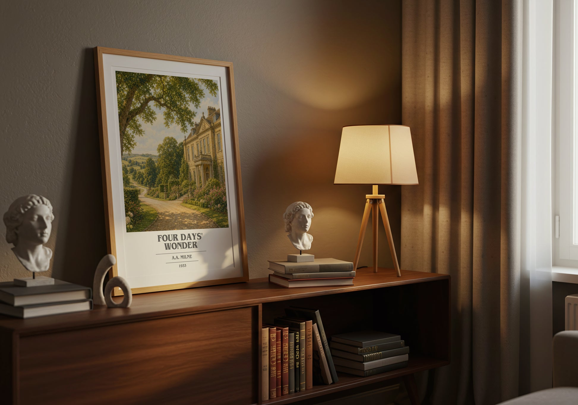Four Days' Wonder book cover book poster framed on wall – mystery wall art