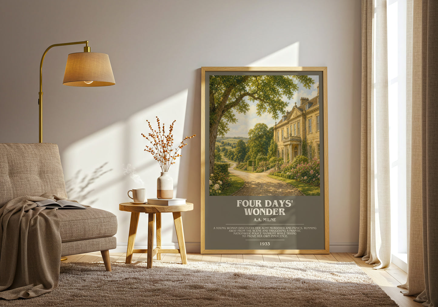 Four Days' Wonder bookish print on bookshelf – A.A. Milne fan gift