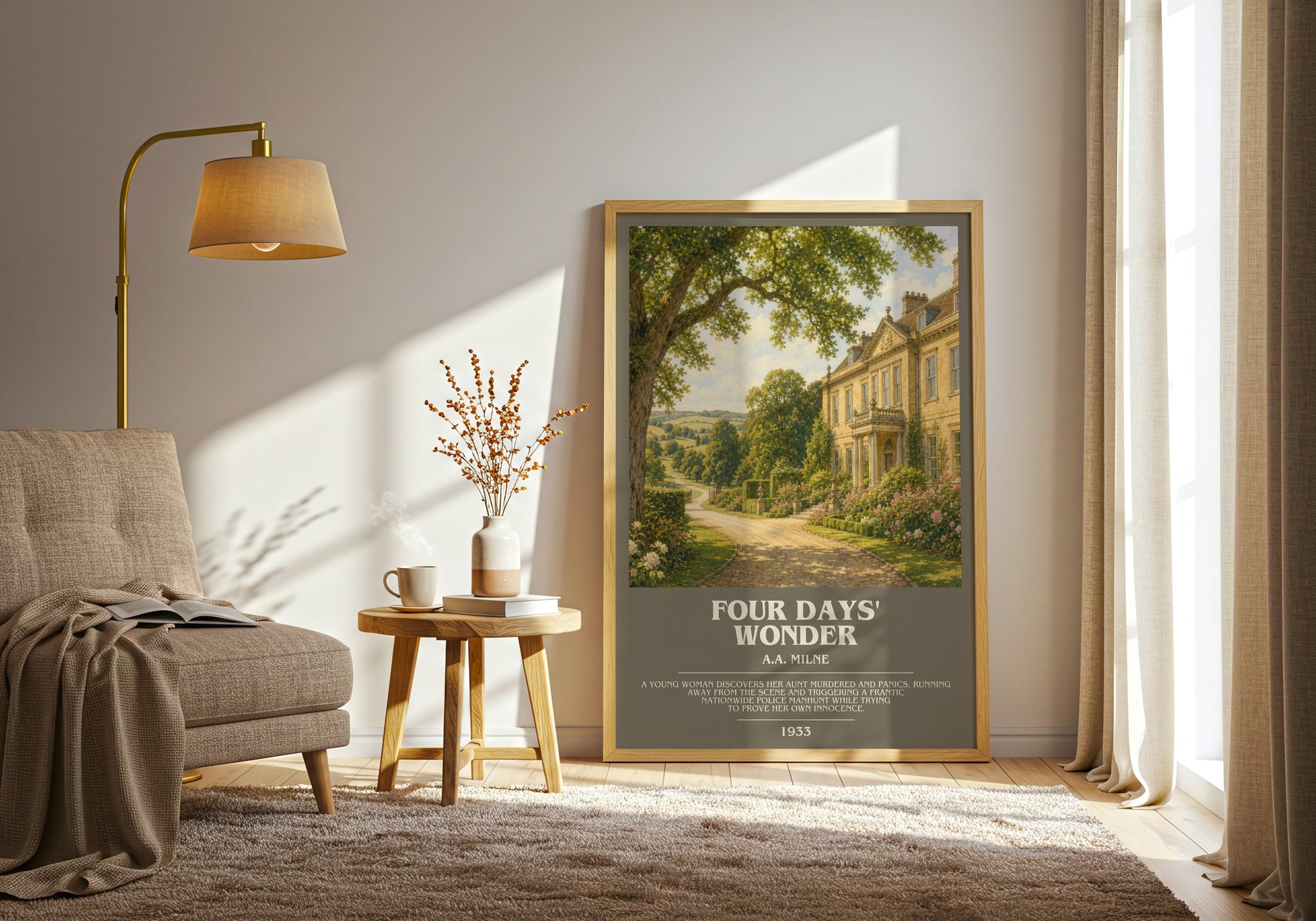 Four Days' Wonder bookish print on bookshelf – A.A. Milne fan gift