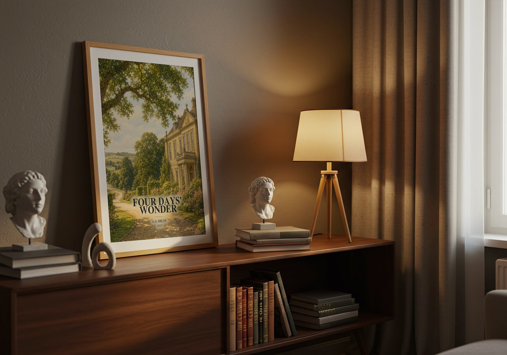 Four Days' Wonder watercolour print on bookshelf – A.A. Milne fan gift