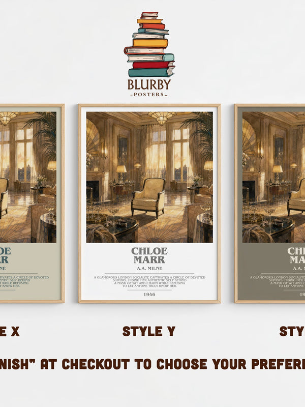 Chloe Marr bookish print in frame leaning in hallway – literary fiction wall art