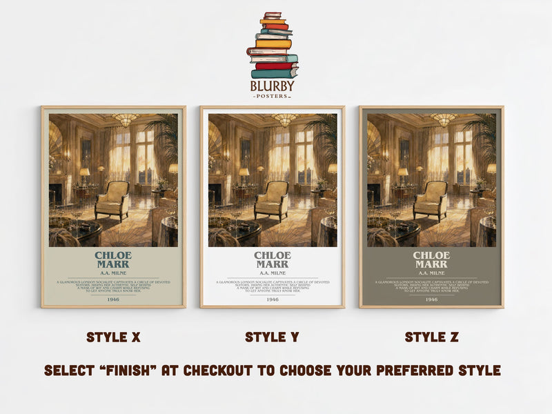 Chloe Marr bookish print in frame leaning in hallway – literary fiction wall art