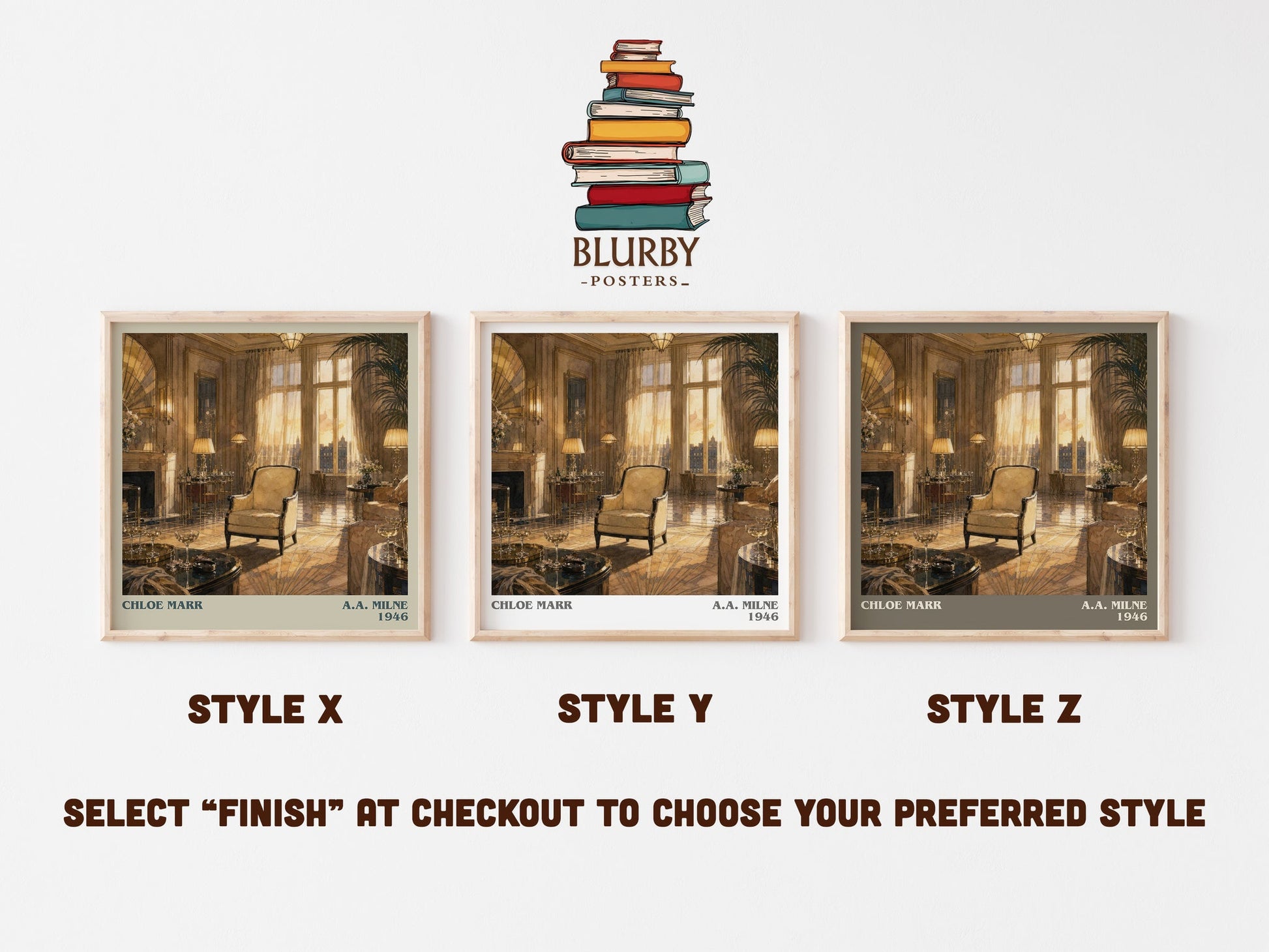 Chloe Marr literary print in frame leaning in hallway – literary fiction wall art