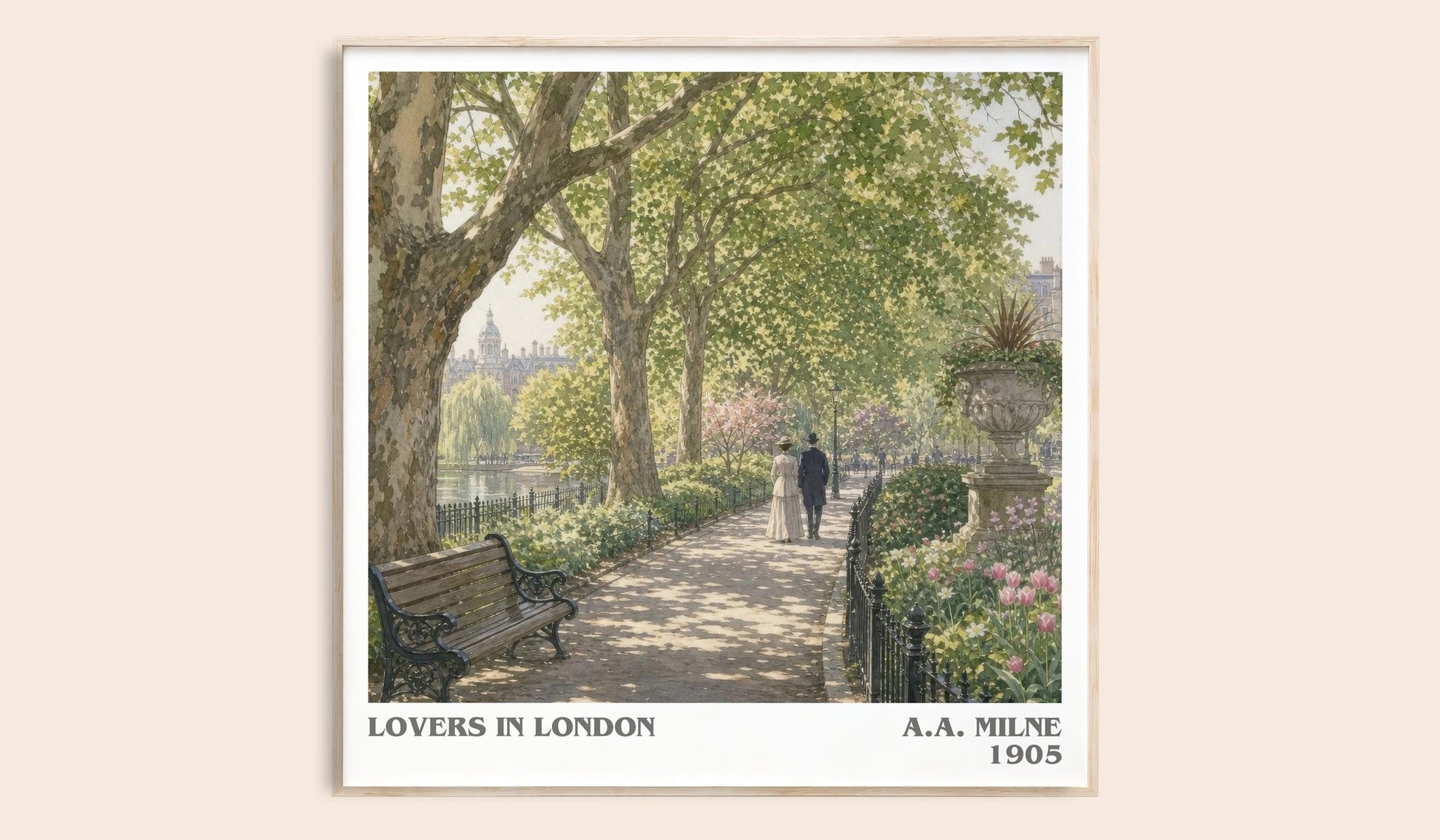 Lovers In London literary book poster by A.A. Milne – framed literary art print