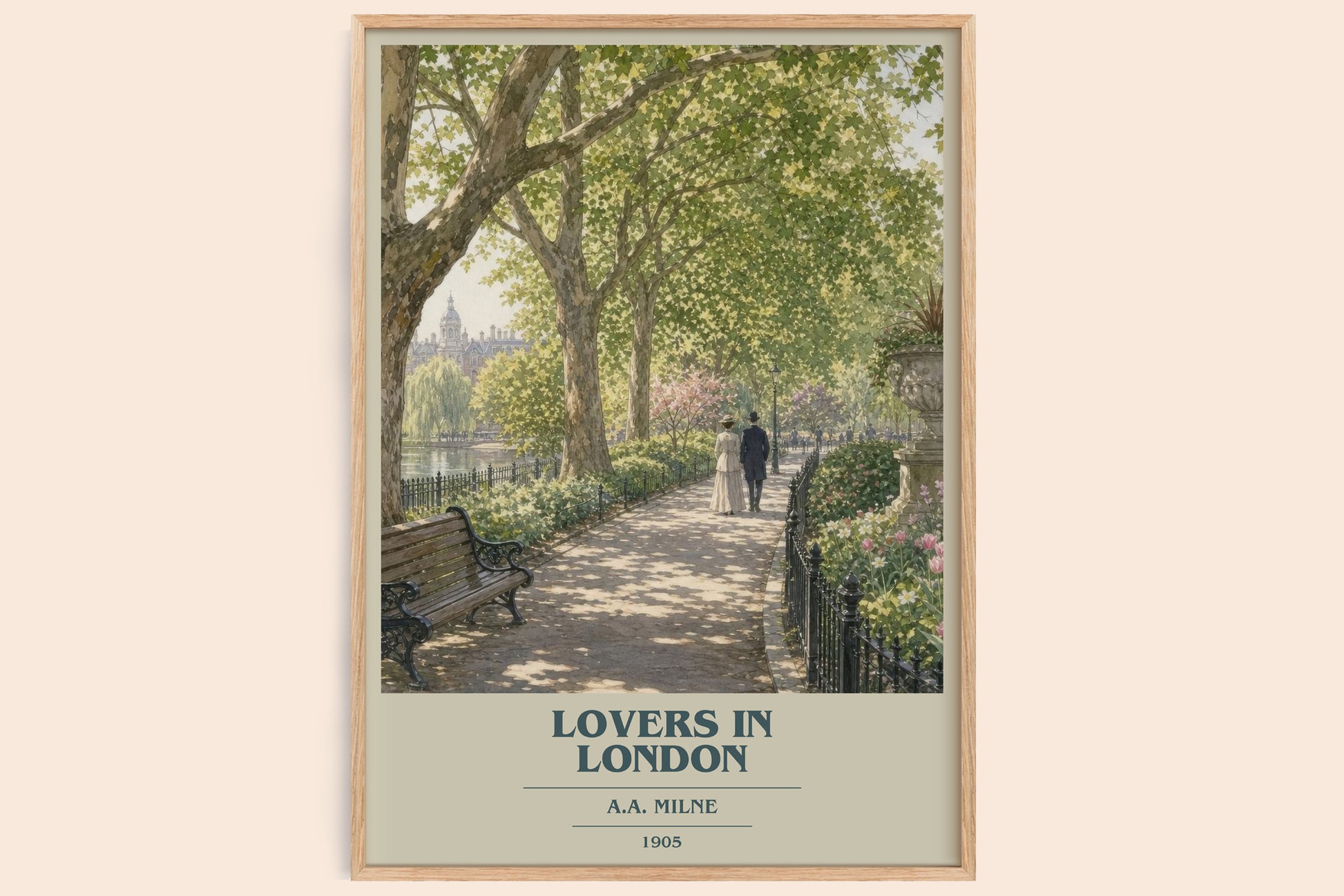 Lovers In London book cover book poster by A.A. Milne – framed literary art print