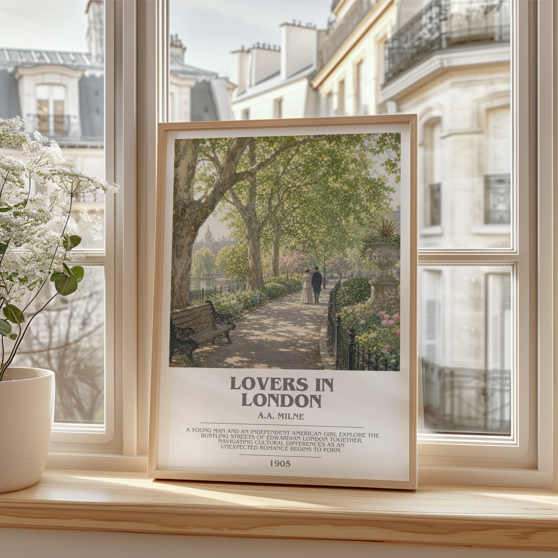 Lovers In London bookish poster colour and style options – A.A. Milne book art