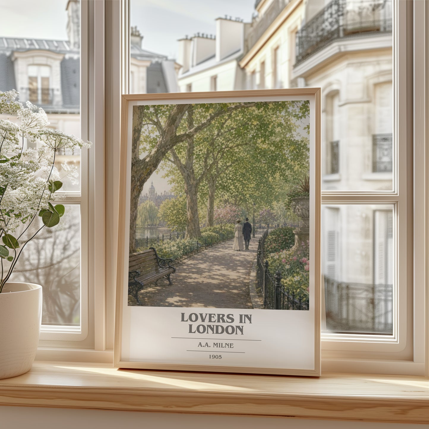 Lovers In London book cover poster colour and style options – A.A. Milne book art