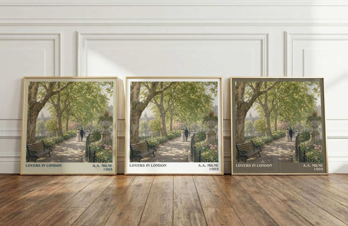 Lovers In London literary art print colour and style options – A.A. Milne book art