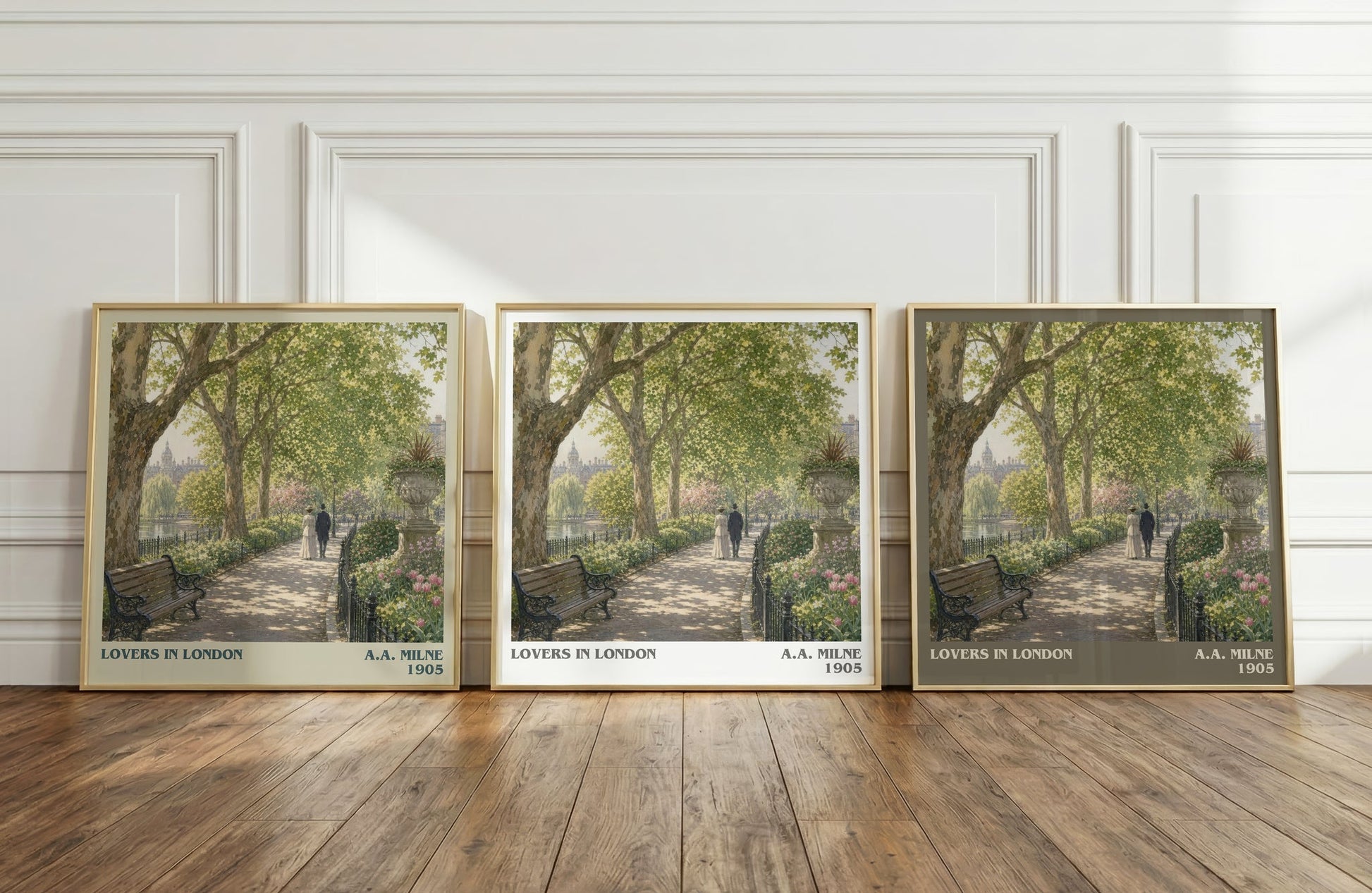 Lovers In London literary art print colour and style options – A.A. Milne book art