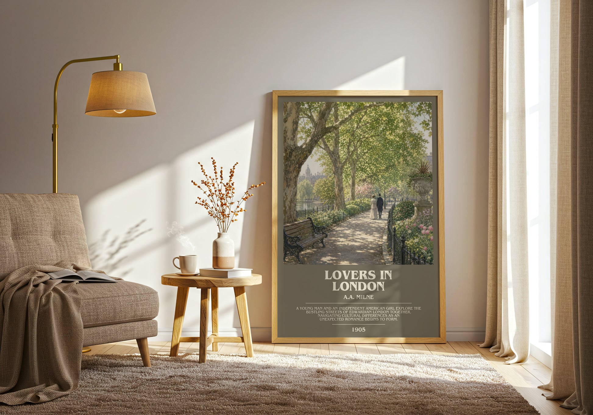 Lovers In London bookish print on bookshelf – A.A. Milne fan gift