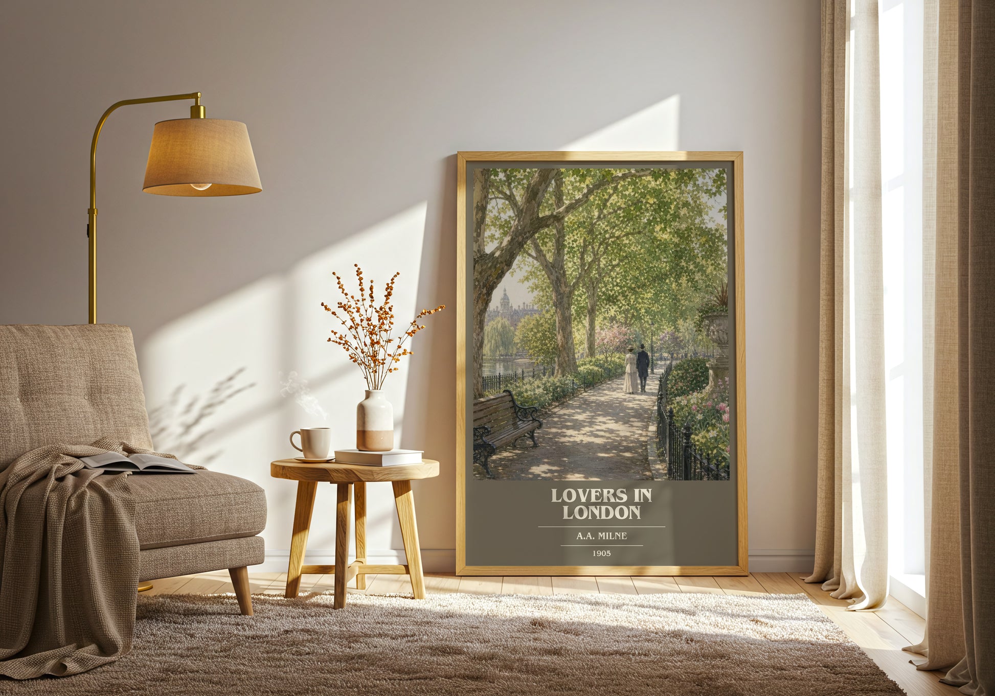 Lovers In London book cover print on bookshelf – A.A. Milne fan gift