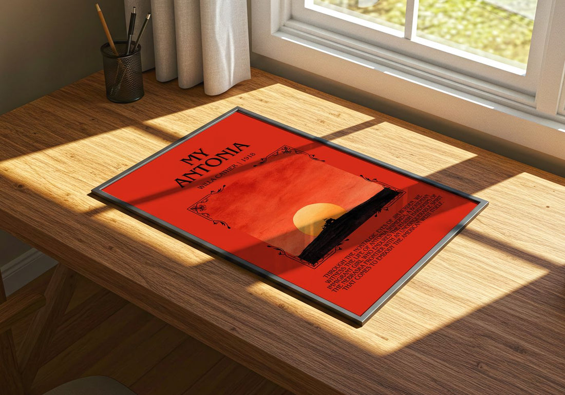 My Ántonia Minimalist Book Poster by Willa Cather – print on a sunlit desk